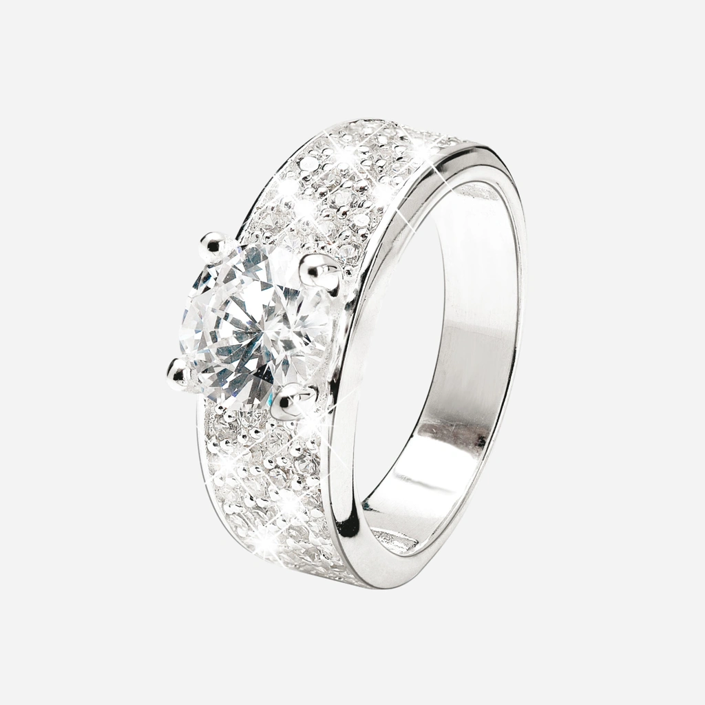 Bred ring i rhodinerat silver med Kubisk Zirkonia - 18