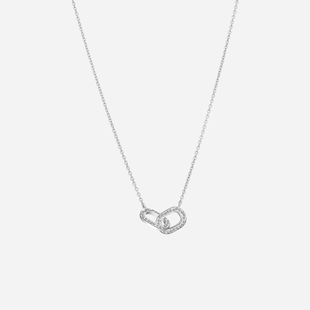 Rhodinerat silverhalsband, två länkar - 42+3 cm