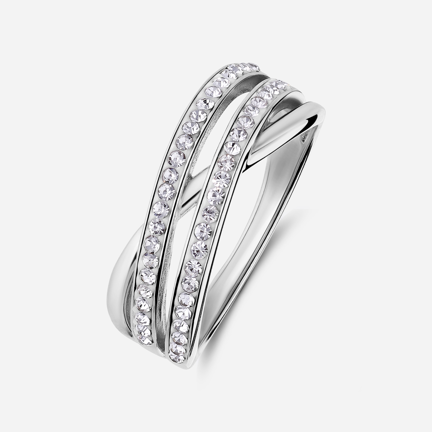 Bred ring i rhodinerat silver, omlottdesign - 16