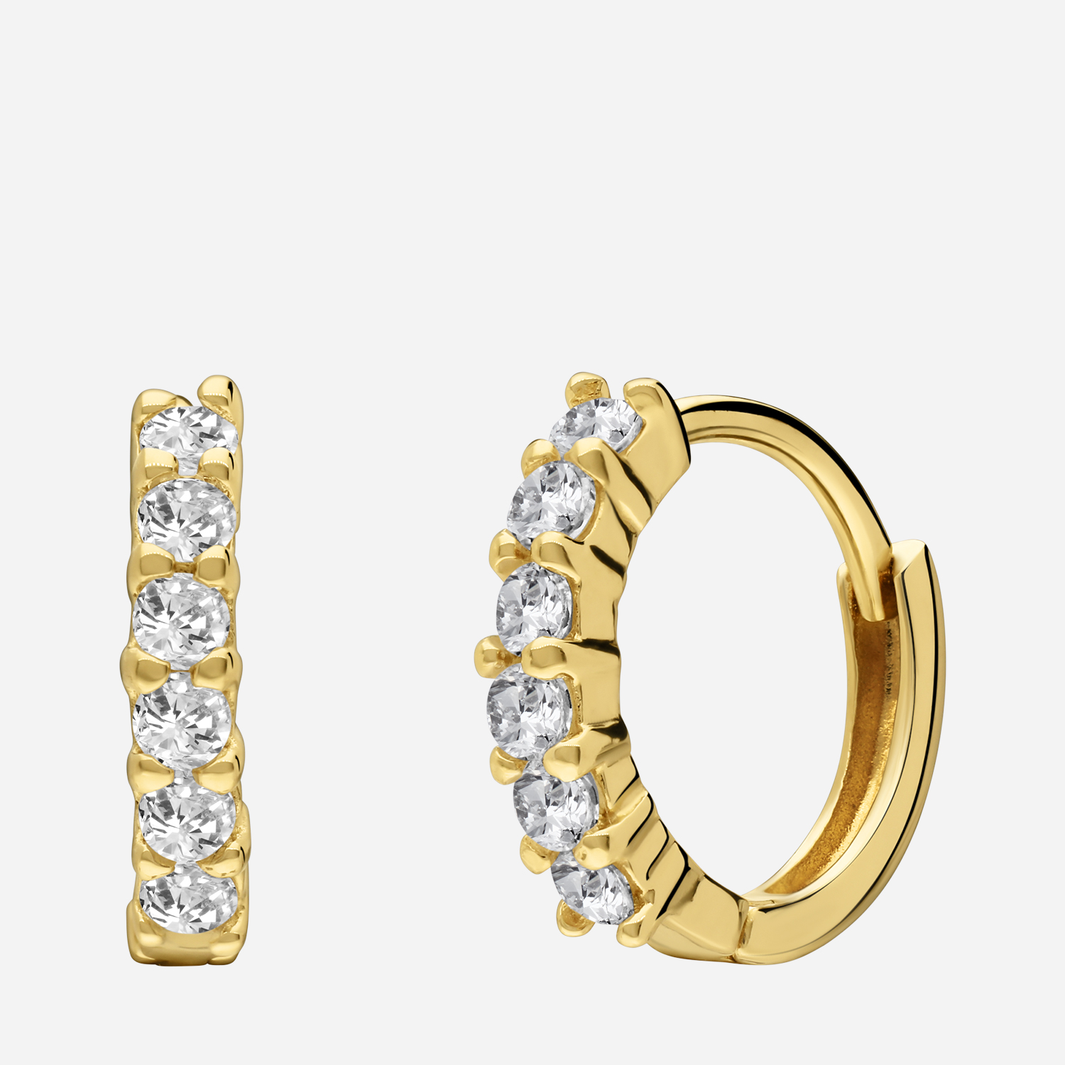 Guldpläterade silverörhängen, hoops med kubisk zirkonia - 10mm