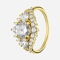 Cocktailring i guldpläterat silver, vita Kubisk Zirkonia