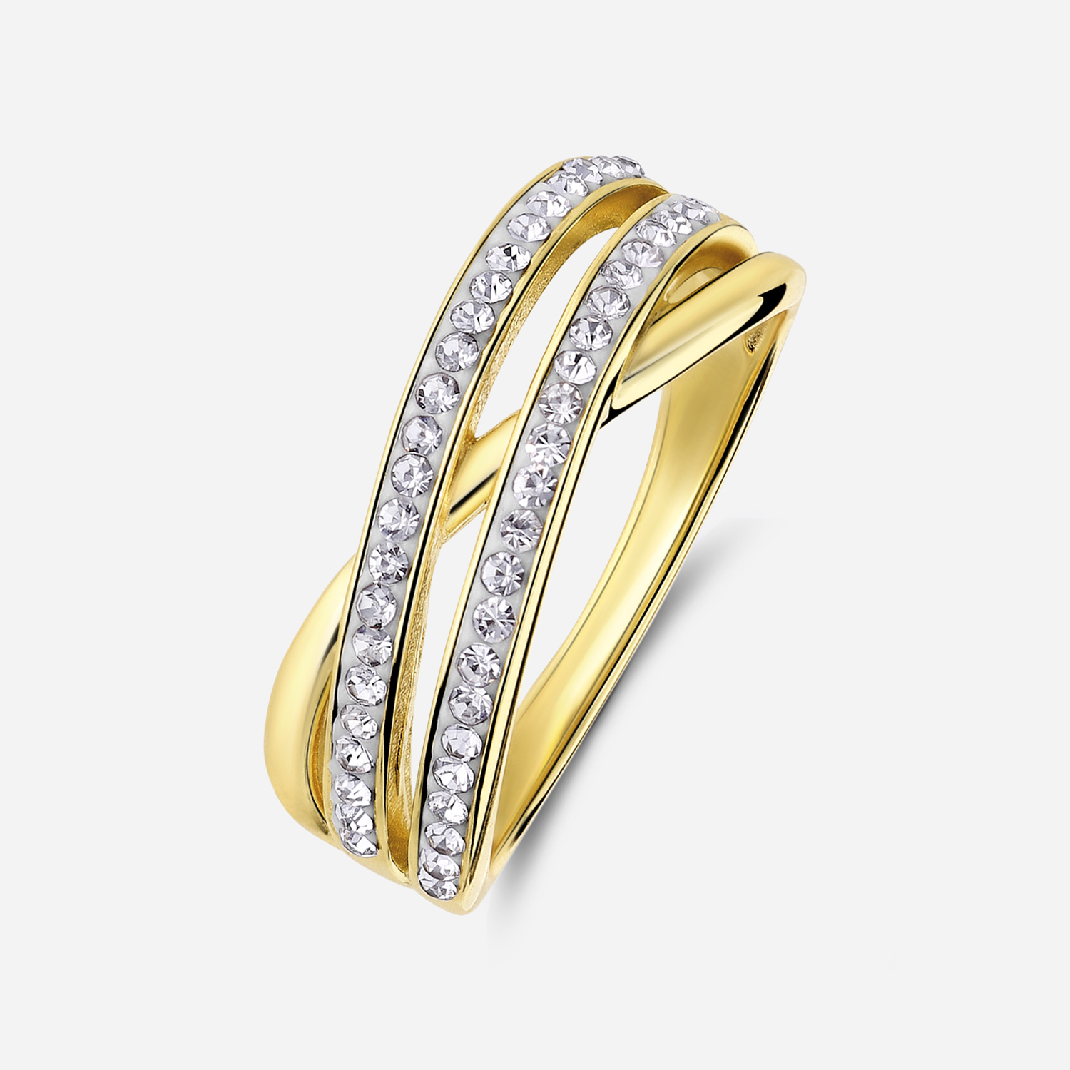 Bred ring i guldpläterat silver, omlottdesign - 16