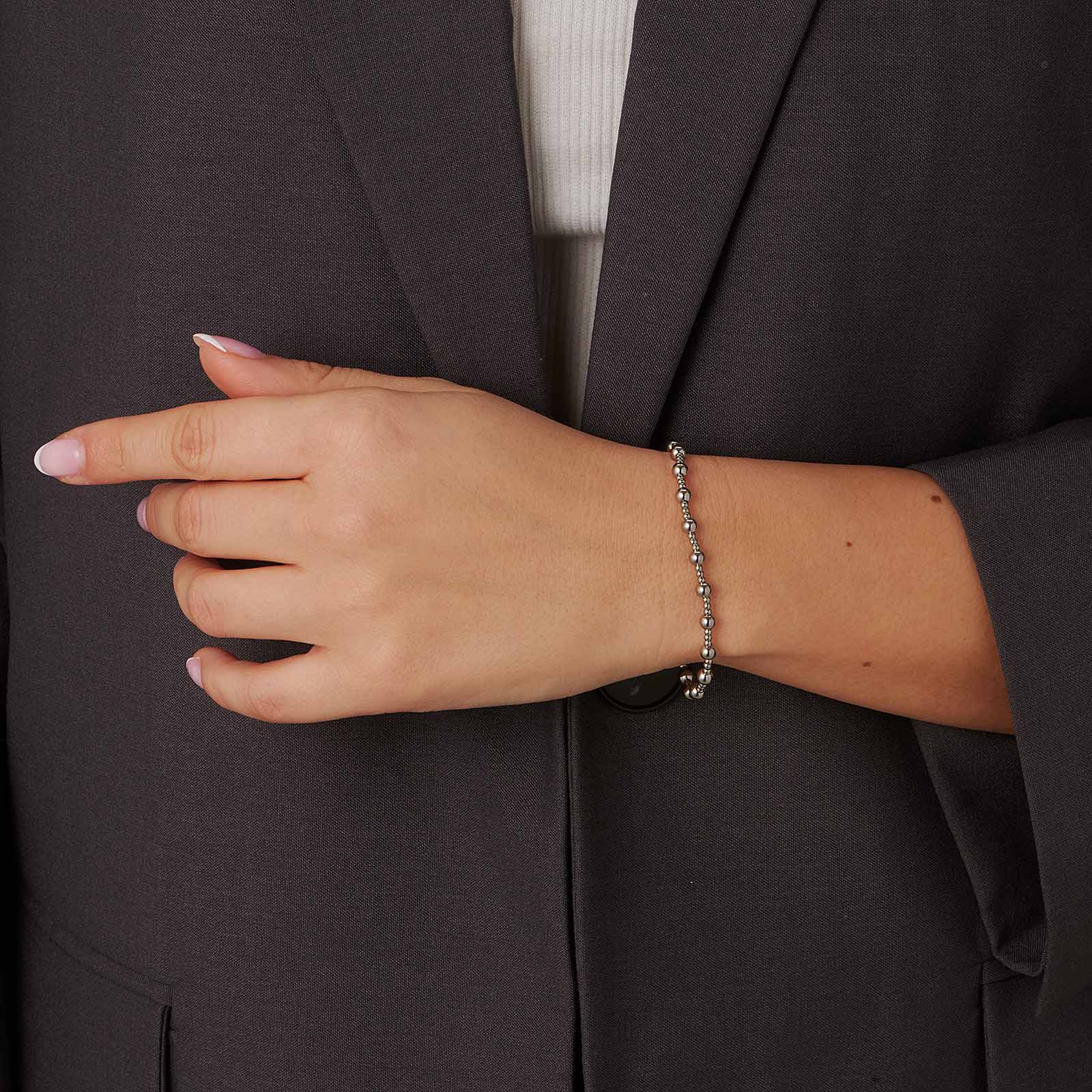 Armband i stål - elastiskt med kulor 2&4mm