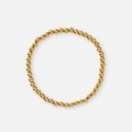 Armband i guldpläterat stål - elastiskt med 4mm kulor, 17cm