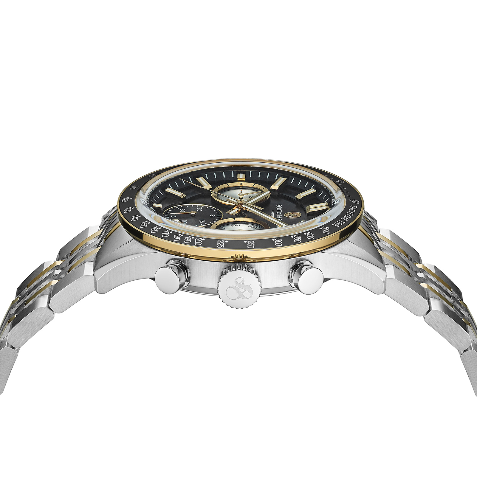 Scotch & Soda herr svart/bicolor, metallband - SSM.104D