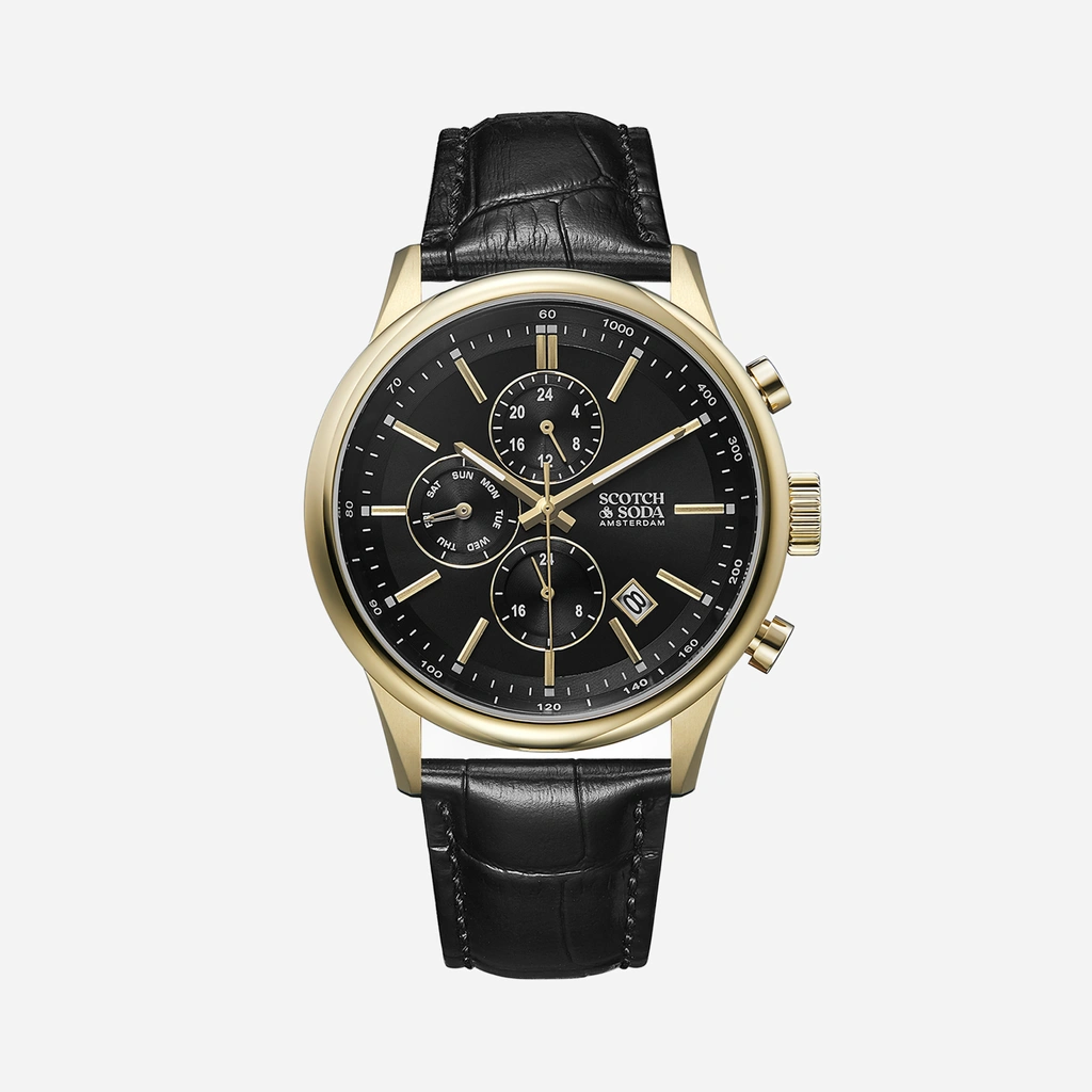 Scotch & Soda herr svart/guld, läderband - SSM.116D