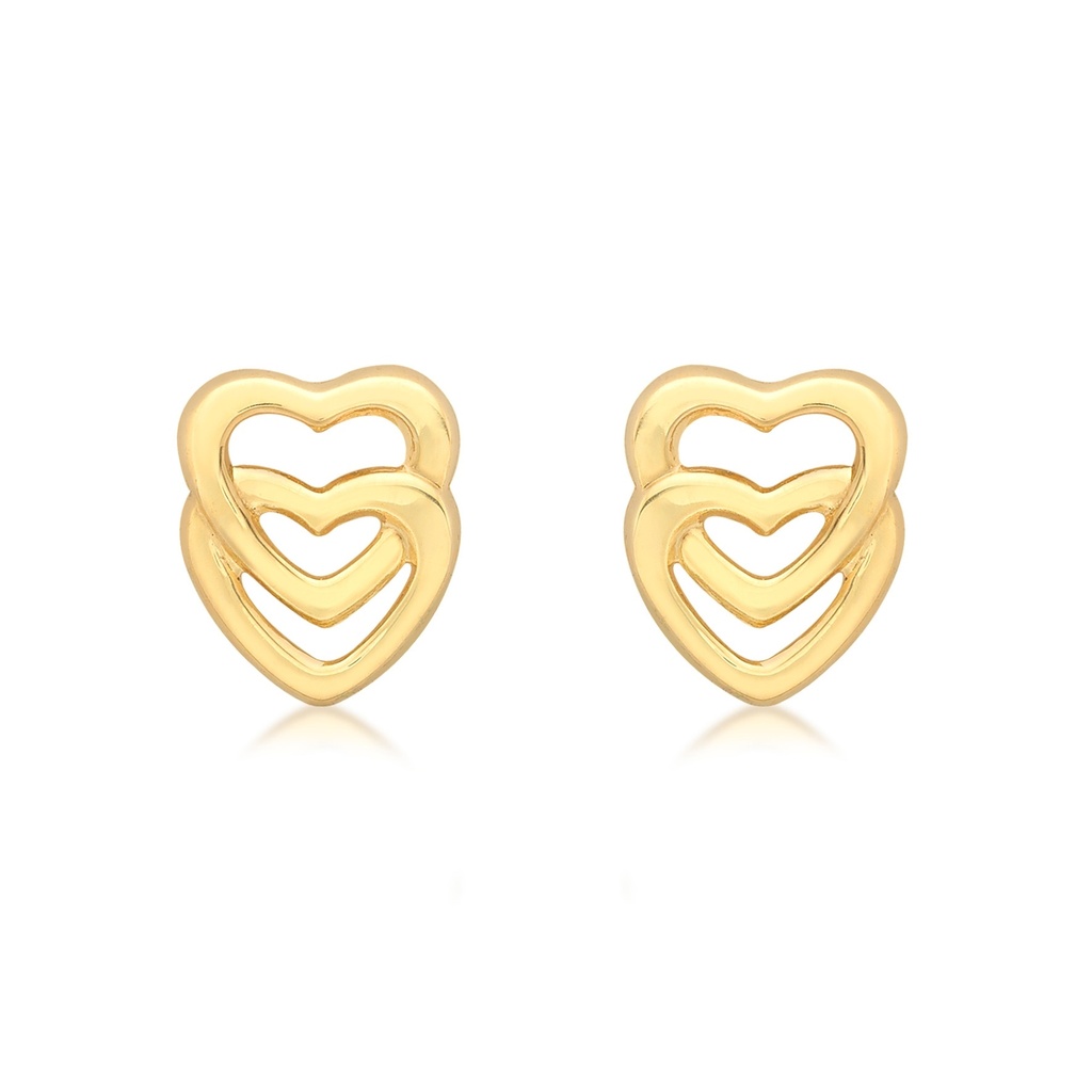 Örhängen för barn 9k guld - dubbelhjärtan
