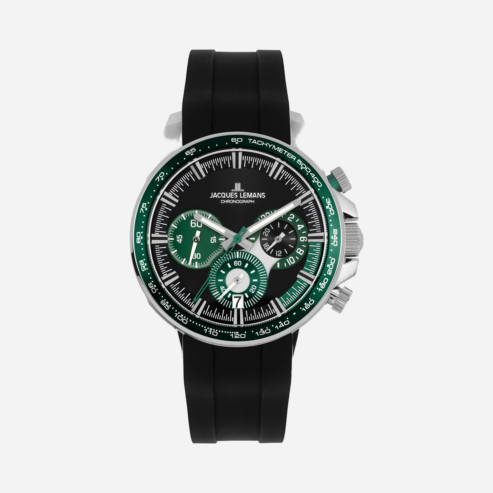 Jacques Lemans Liverpool herr svart/stål, silikonband - 1-2127C