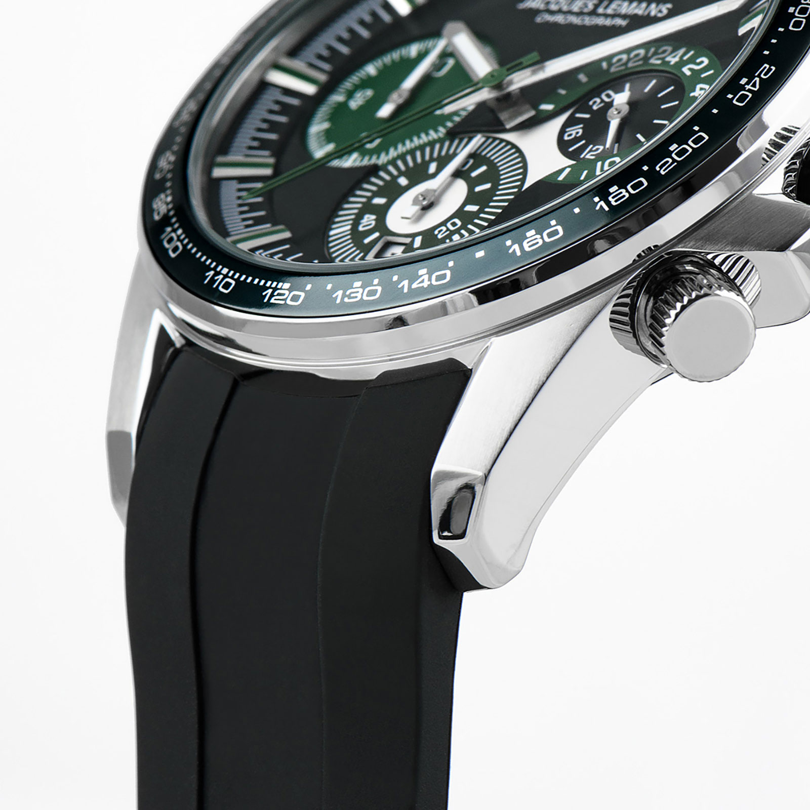 Jacques Lemans Liverpool herr svart/stål, silikonband - 1-2127C