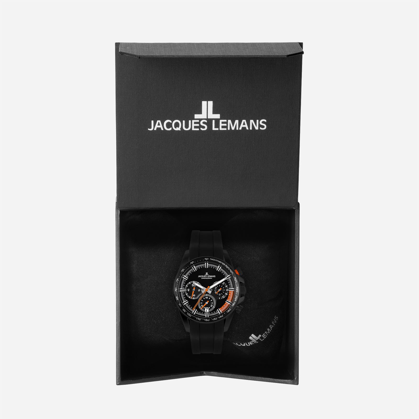 Jacques Lemans Liverpool herr svart, silikonband - 1-2127D