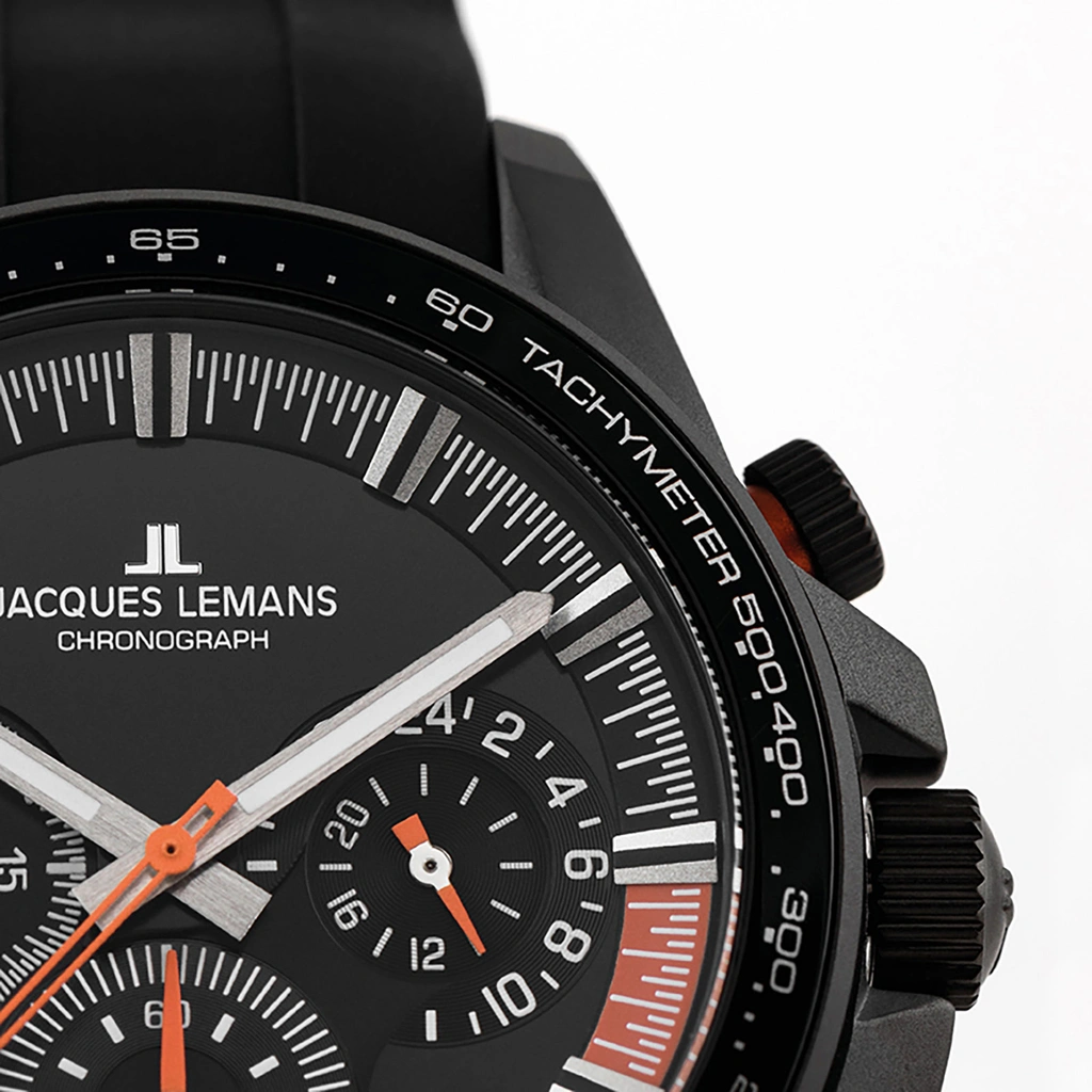 Jacques Lemans Liverpool herr svart, silikonband - 1-2127D