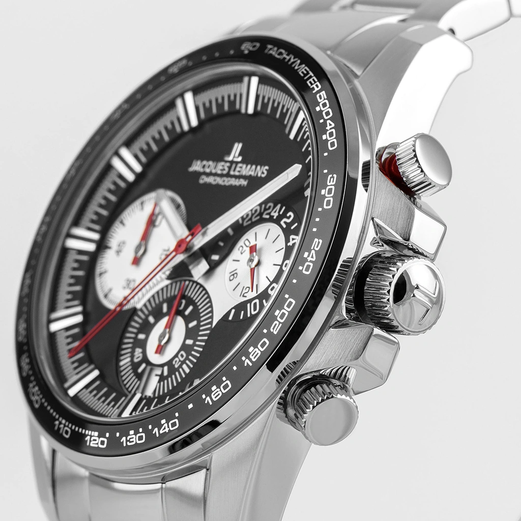 Jacques Lemans Liverpool herr svart/stål, metallband - 1-2127E