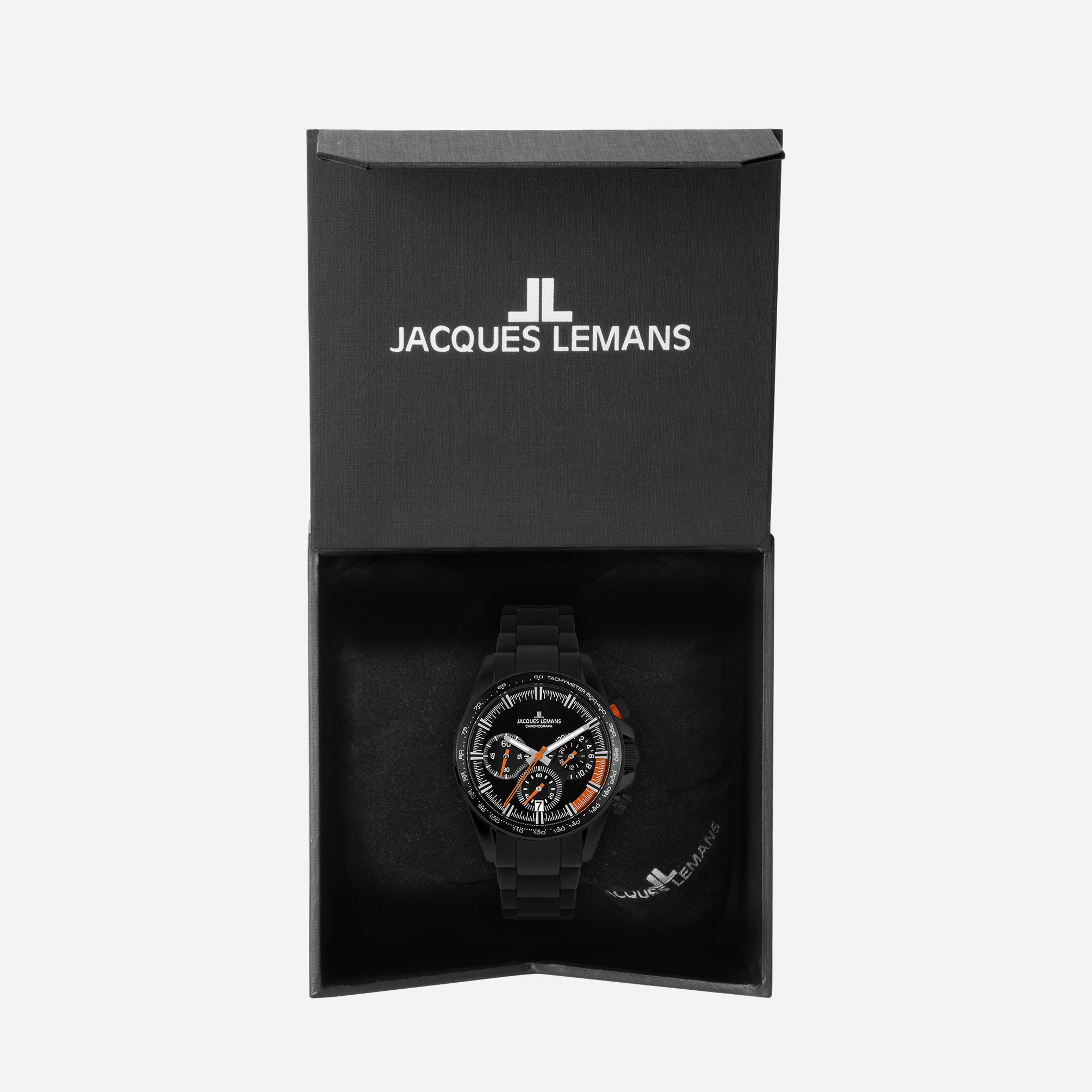 Jacques Lemans Liverpool herr svart, metallband - 1-2127H