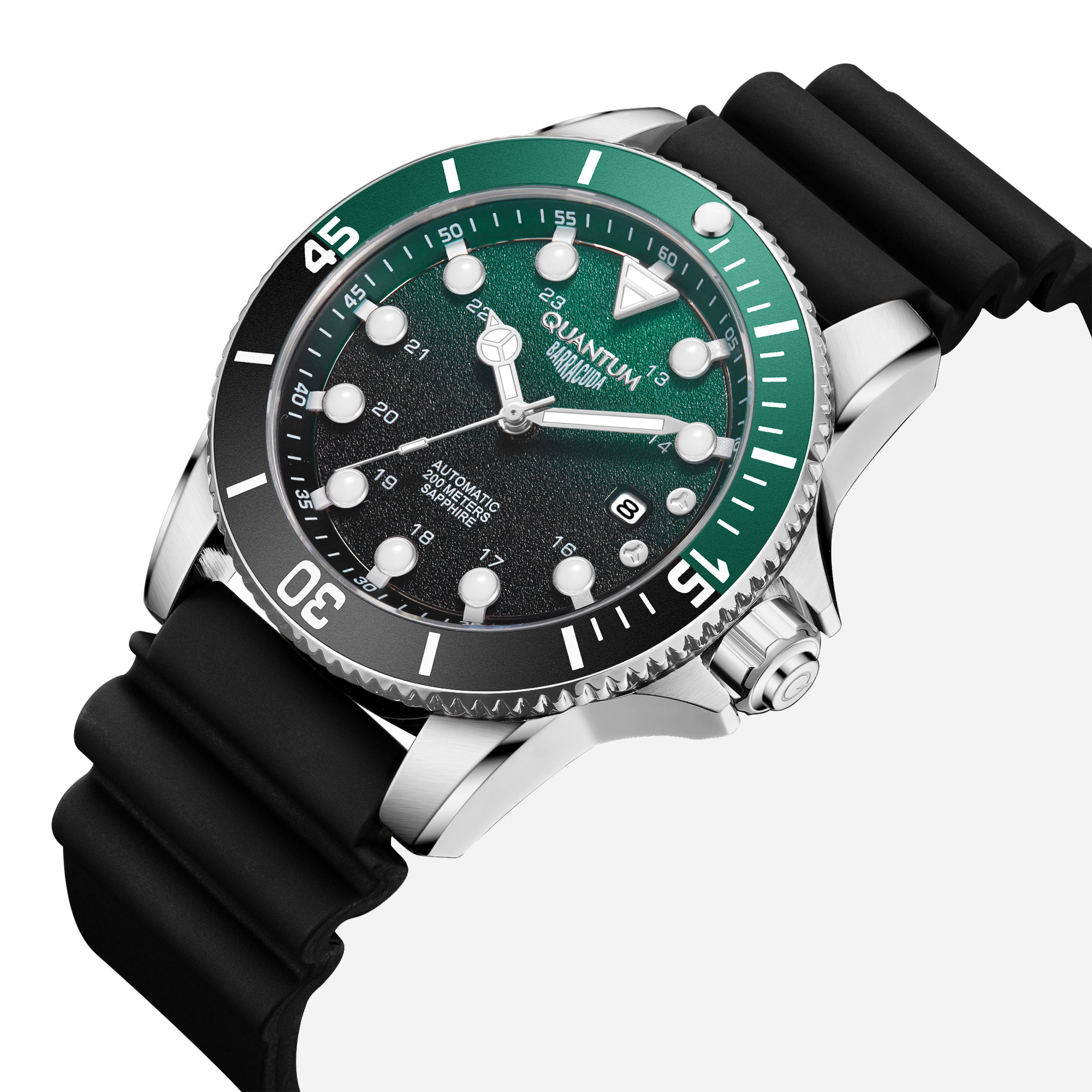 Quantum Automatic herr grön/stål, silikonband - BAR1115.371