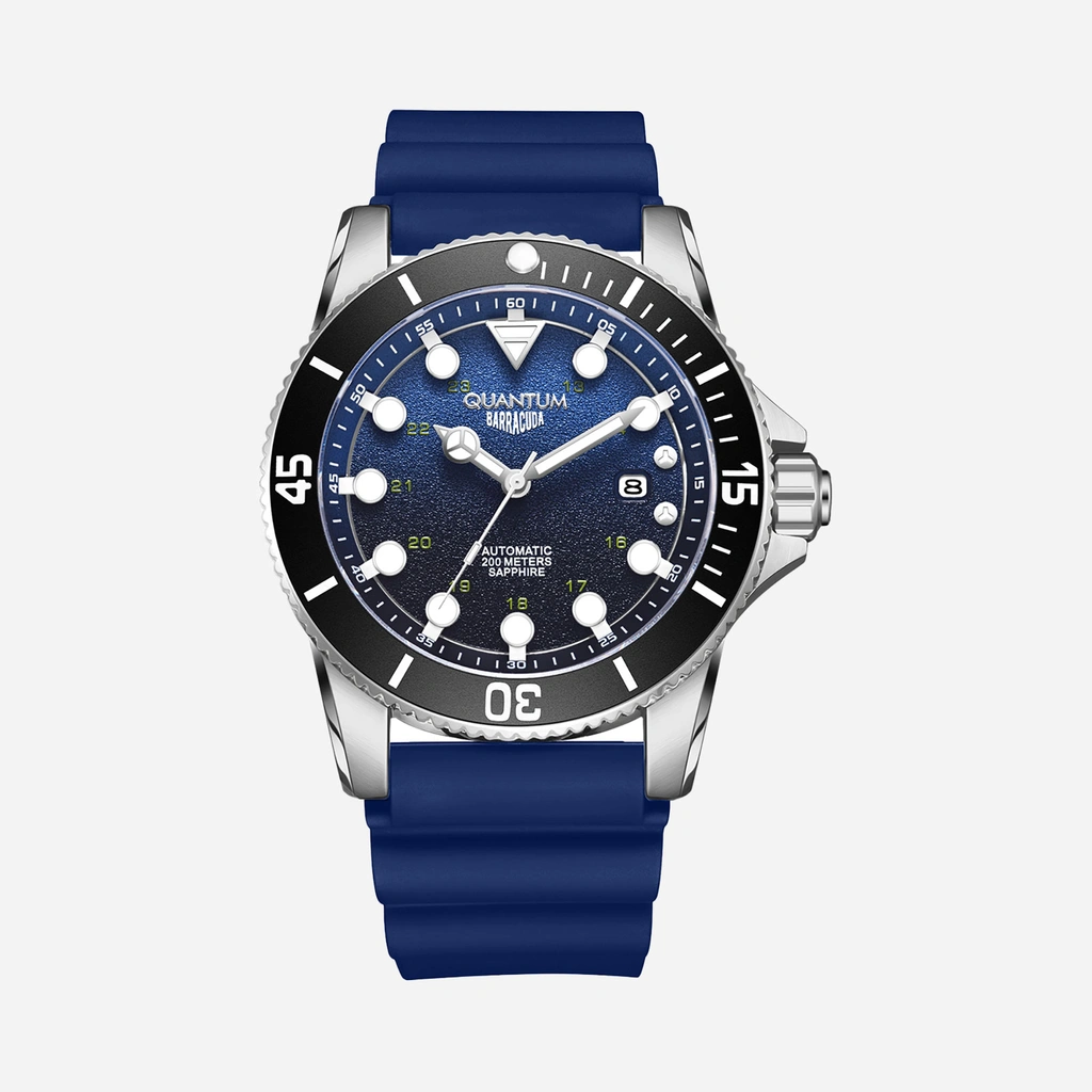 Quantum Automatic herr blå/stål, silikonband - BAR1115.399