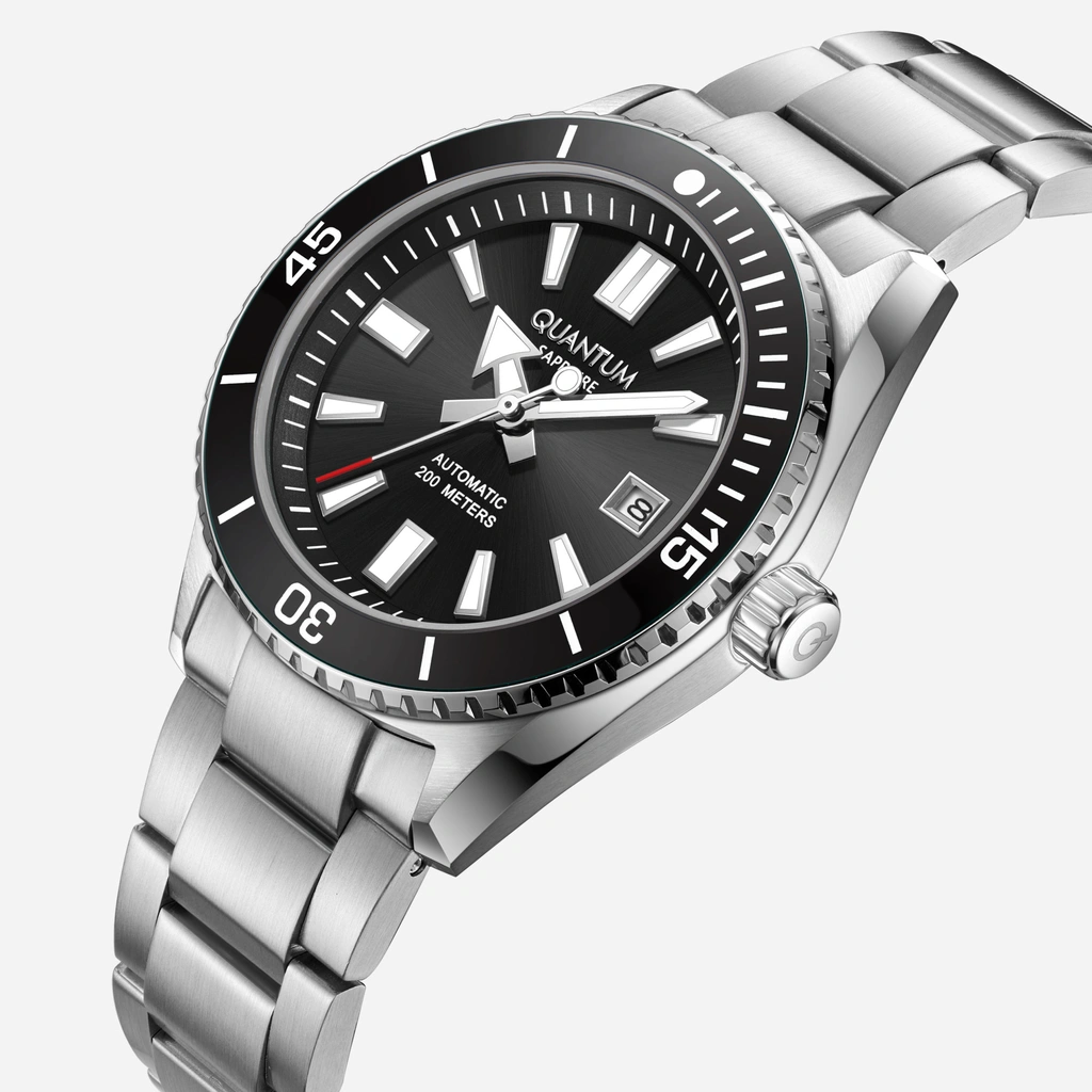 Quantum Automatic herr svart/stål, metallband - BAR1208.350