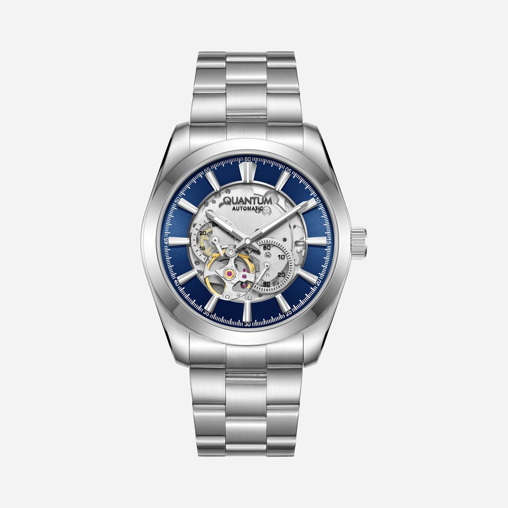 Quantum Automatic herr blå/stål, silikonband - QMG1132.390