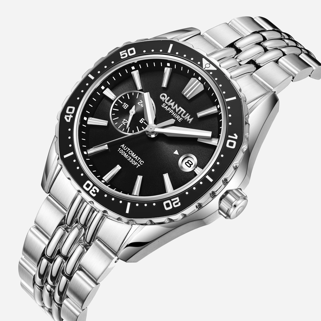 Quantum Automatic herr svart/stål, metallband - QMG1257.350