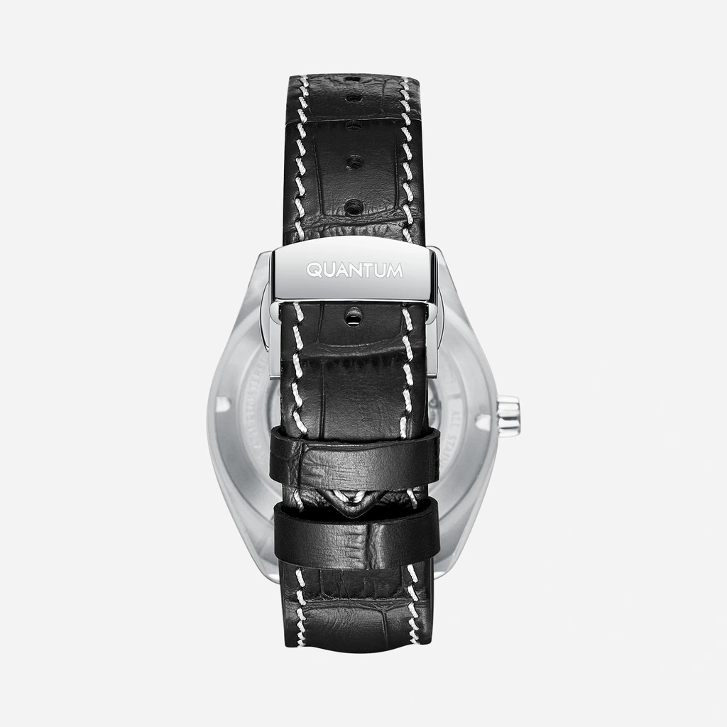 Quantum Automatic herr svart/stål, läderband - QMG1241.351