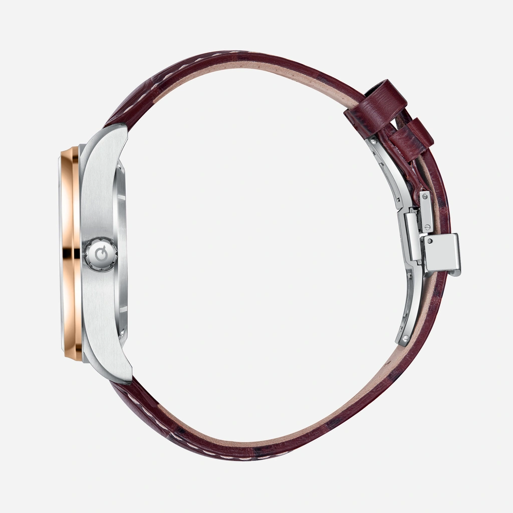 Quantum Automatic herr grå/stål, läderband - QMG1241.352