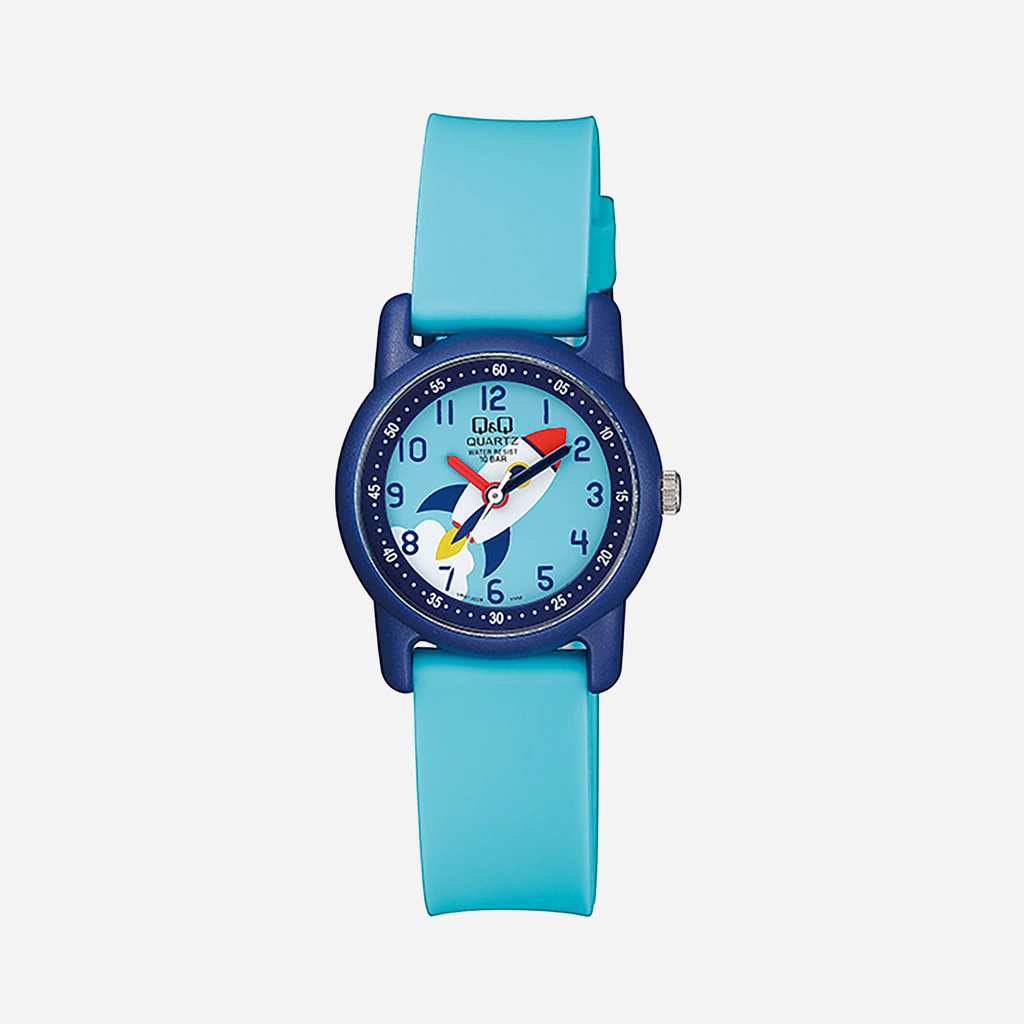 Q&Q Kids barnklocka blå, ljusblått gummiband