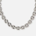 Silverfärgat halsband, ovala länkar - 42 cm