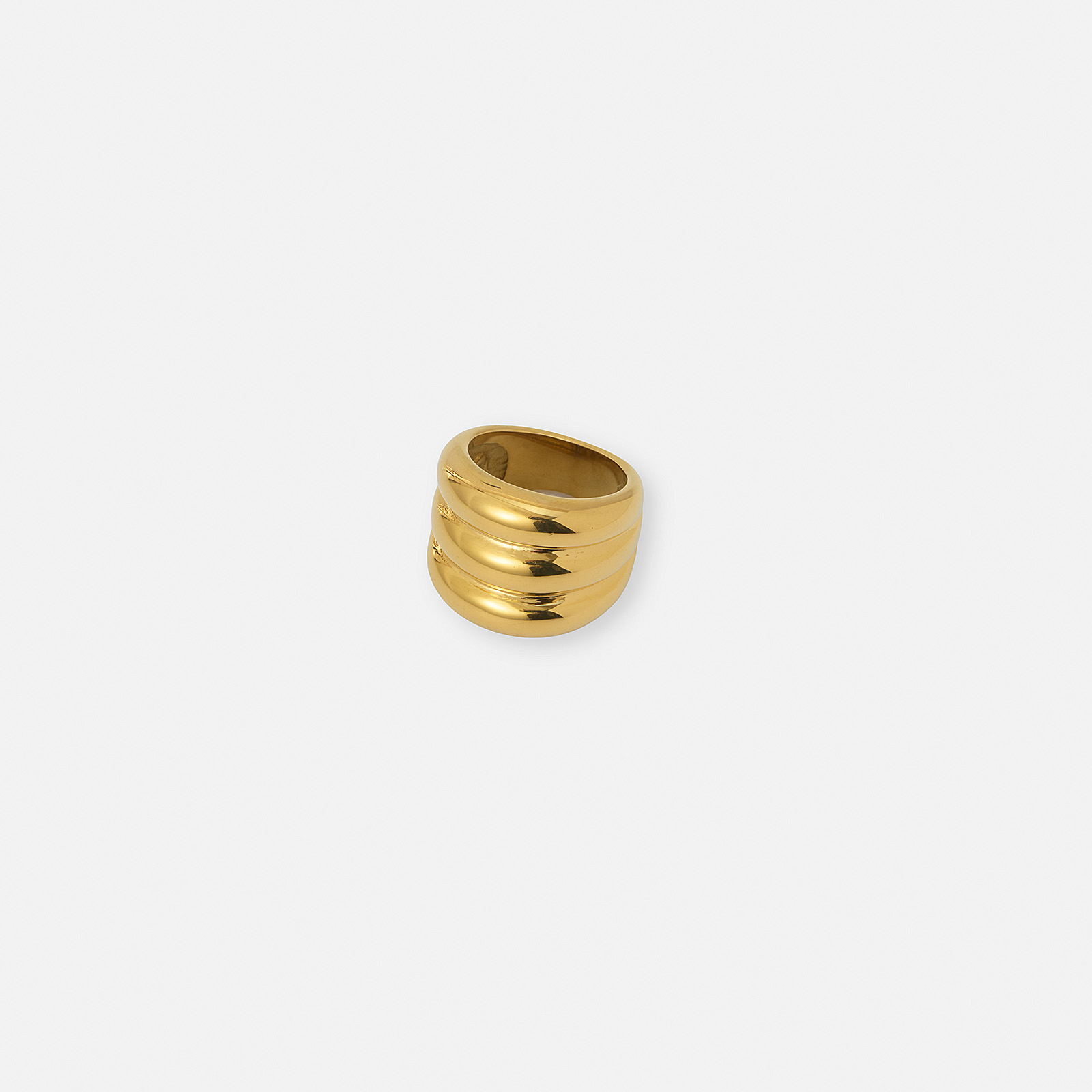 Guldfärgade ring, bred trebladig design - 19