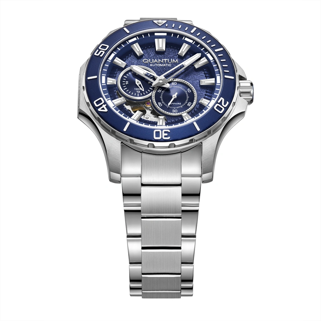 Quantum Automatic herr blå/stål, metallband - QMG1188.390