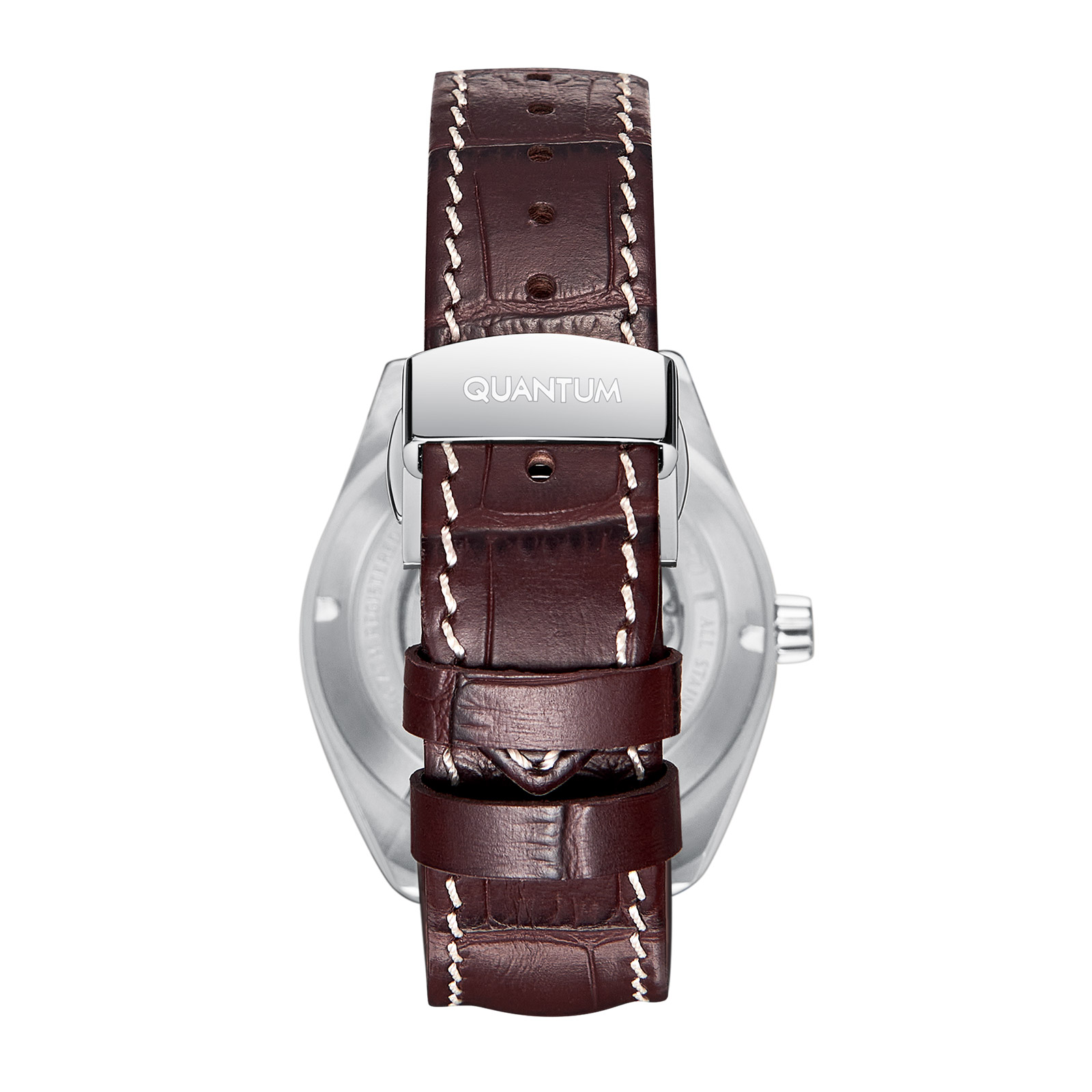 Quantum Automatic herr grå/stål, läderband - QMG1241.352
