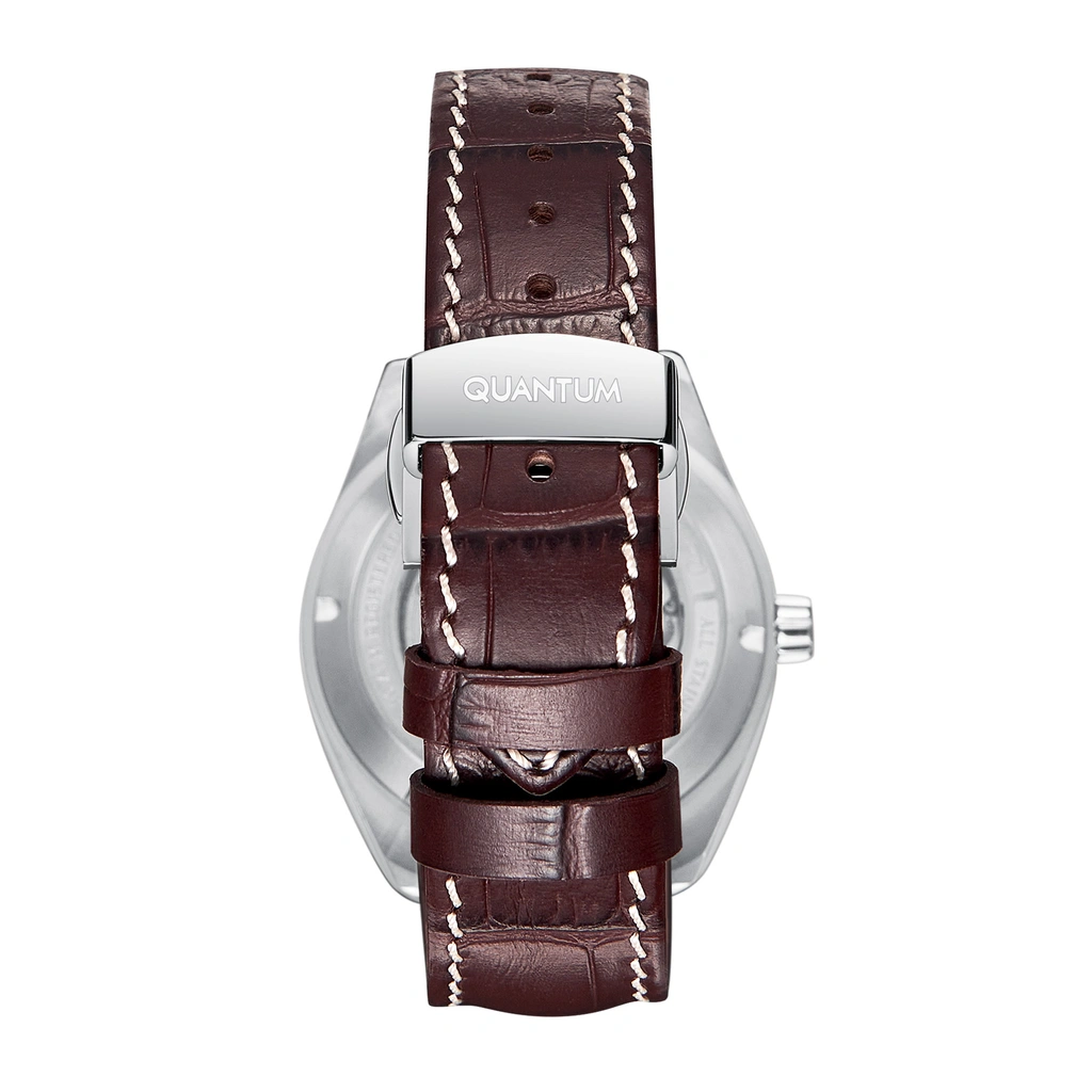 Quantum Automatic herr grå/stål, läderband - QMG1241.352