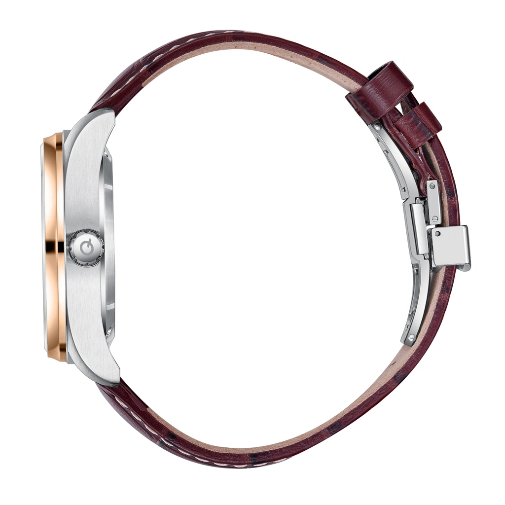 Quantum Automatic herr grå/stål, läderband - QMG1241.352
