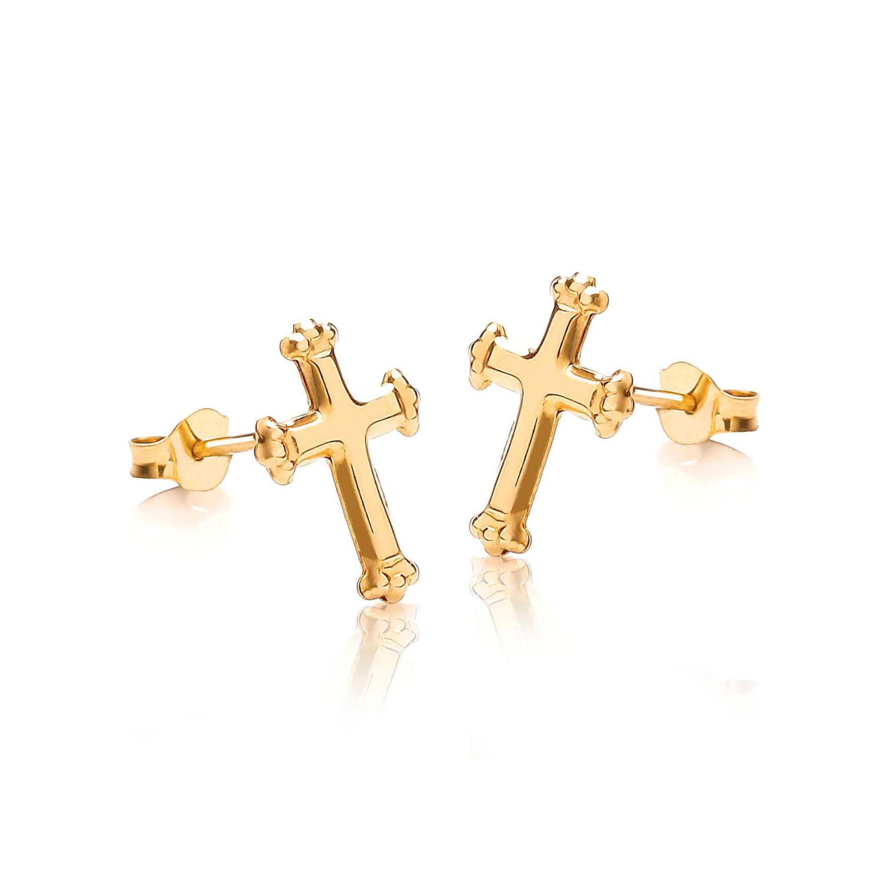 Örhängen 9k guld - kors 8x10 mm