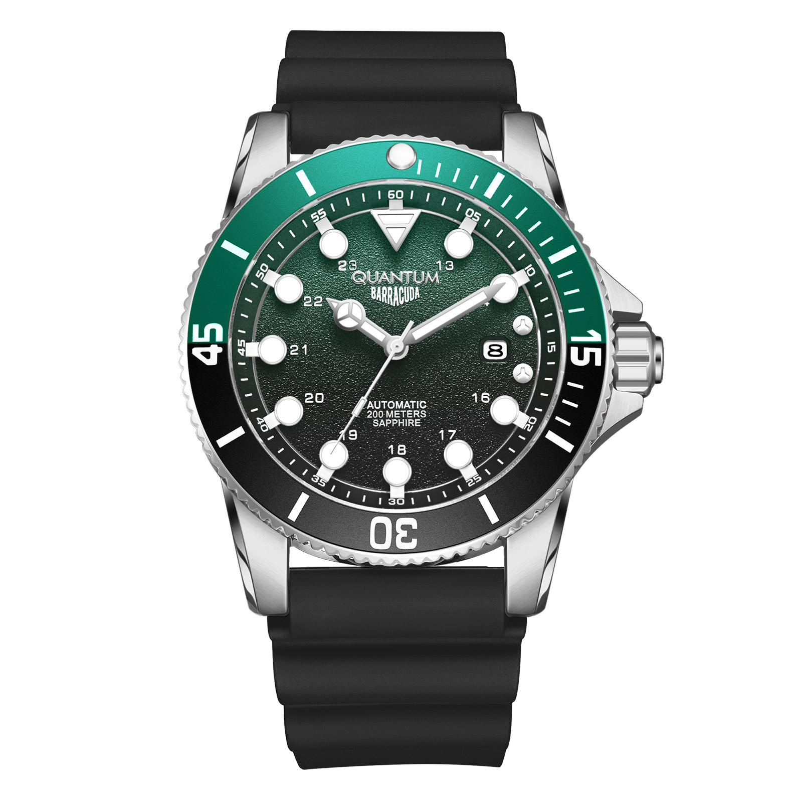 Quantum Automatic herr grön/stål, silikonband - BAR1115.371