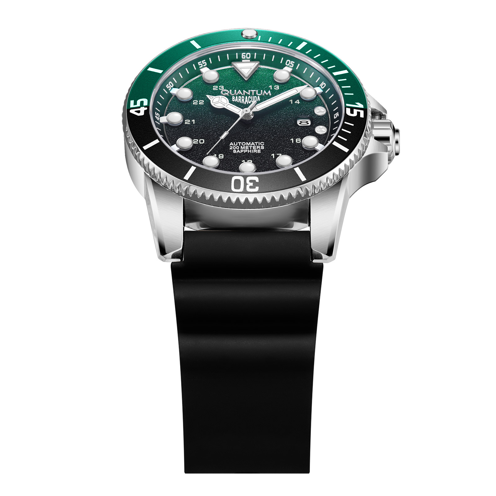 Quantum Automatic herr grön/stål, silikonband - BAR1115.371