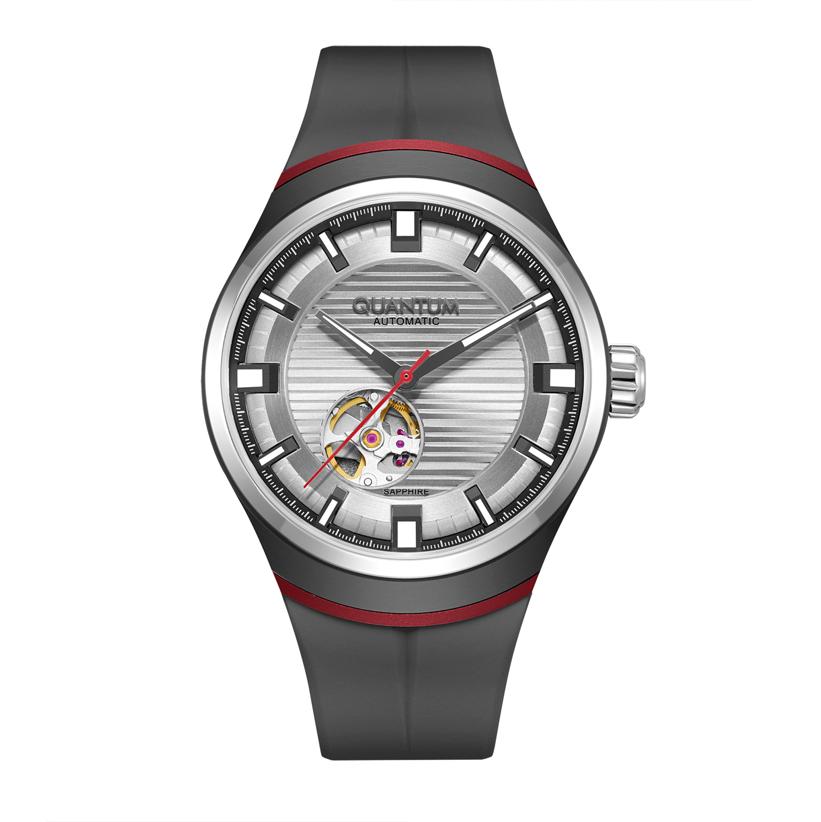 Quantum Automatic herr stål, silikonband - QMG1203.631