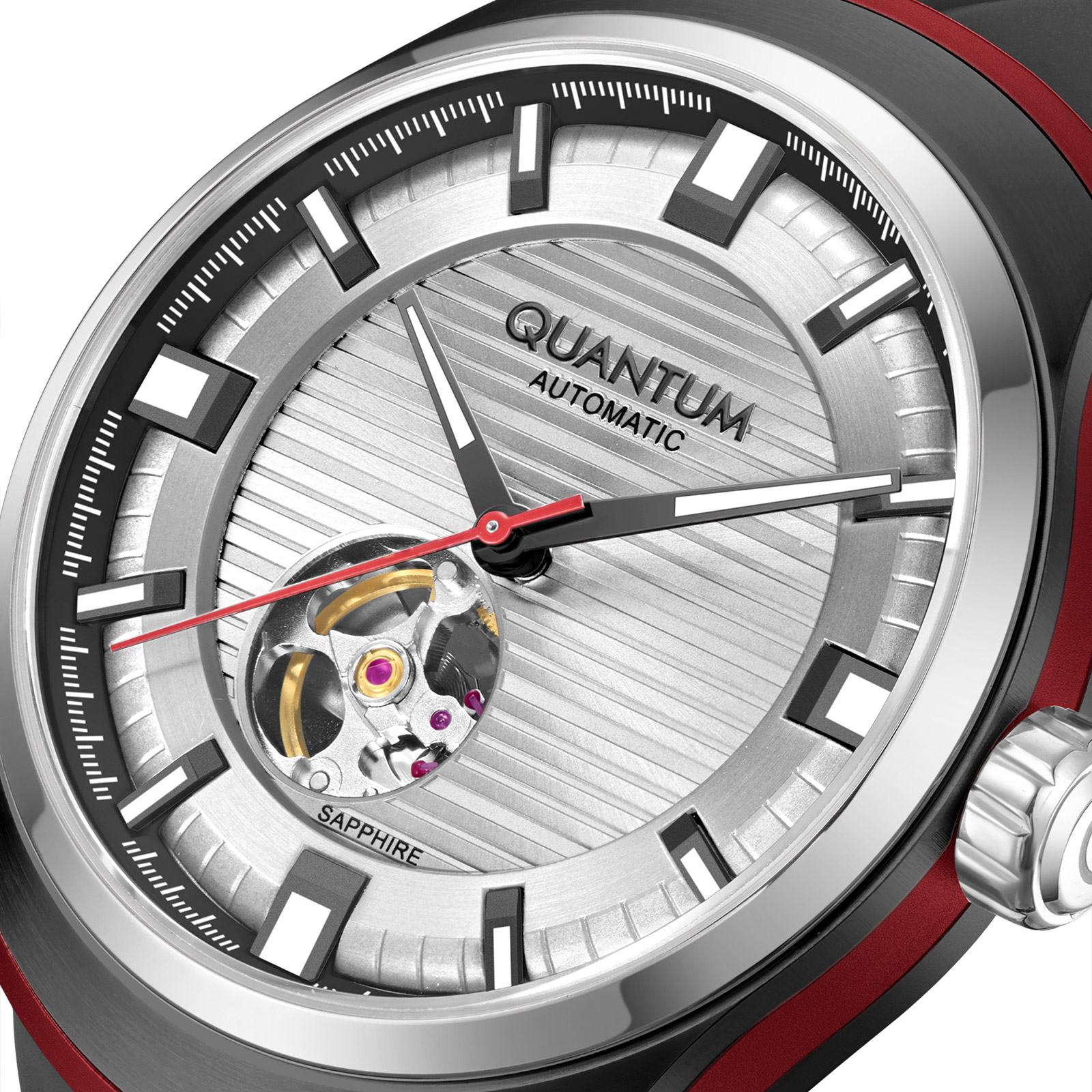 Quantum Automatic herr stål, silikonband - QMG1203.631