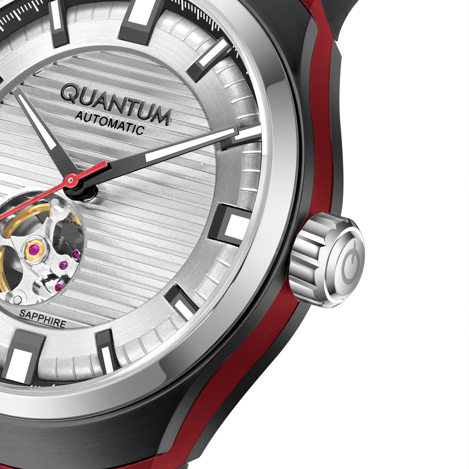 Quantum Automatic herr stål, silikonband - QMG1203.631