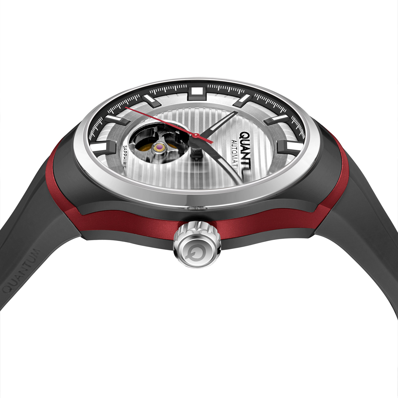Quantum Automatic herr stål, silikonband - QMG1203.631