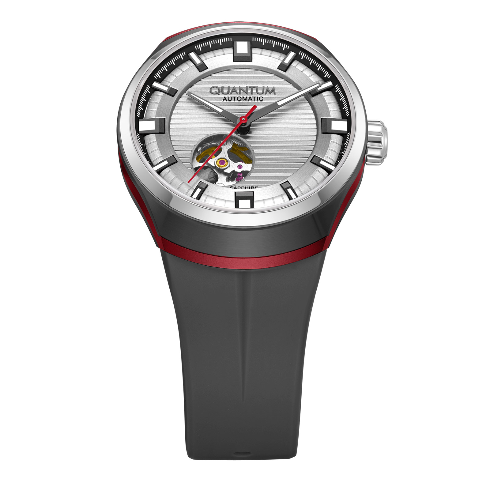 Quantum Automatic herr stål, silikonband - QMG1203.631