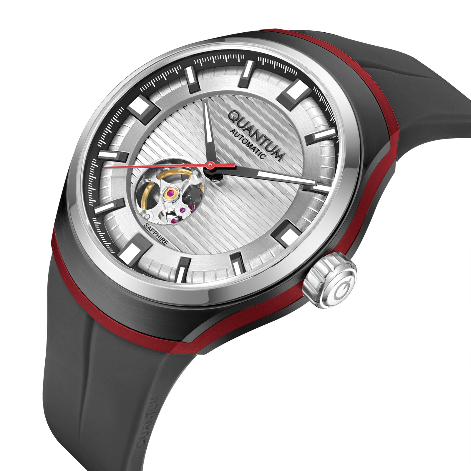 Quantum Automatic herr stål, silikonband - QMG1203.631