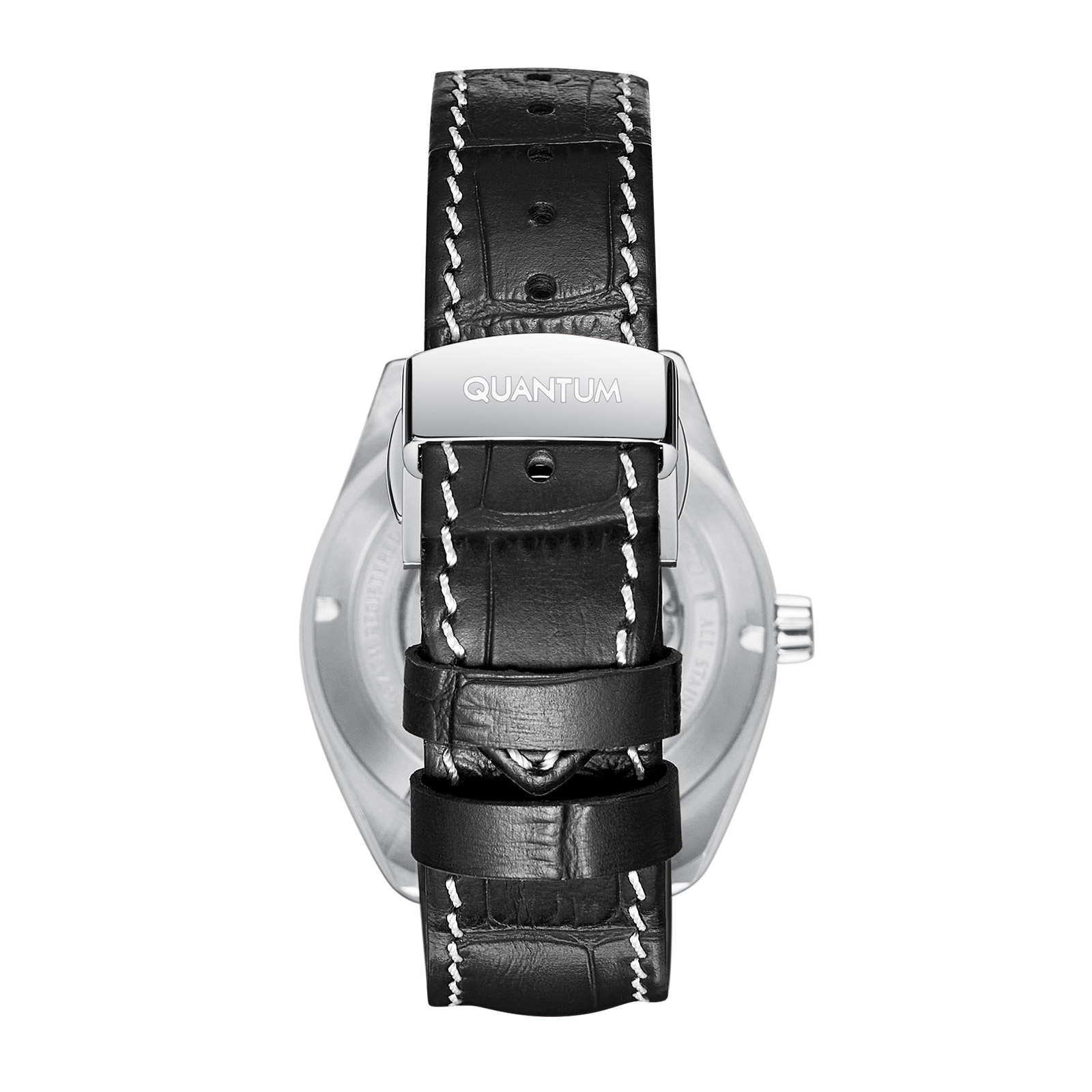 Quantum Automatic herr svart/stål, läderband - QMG1241.351