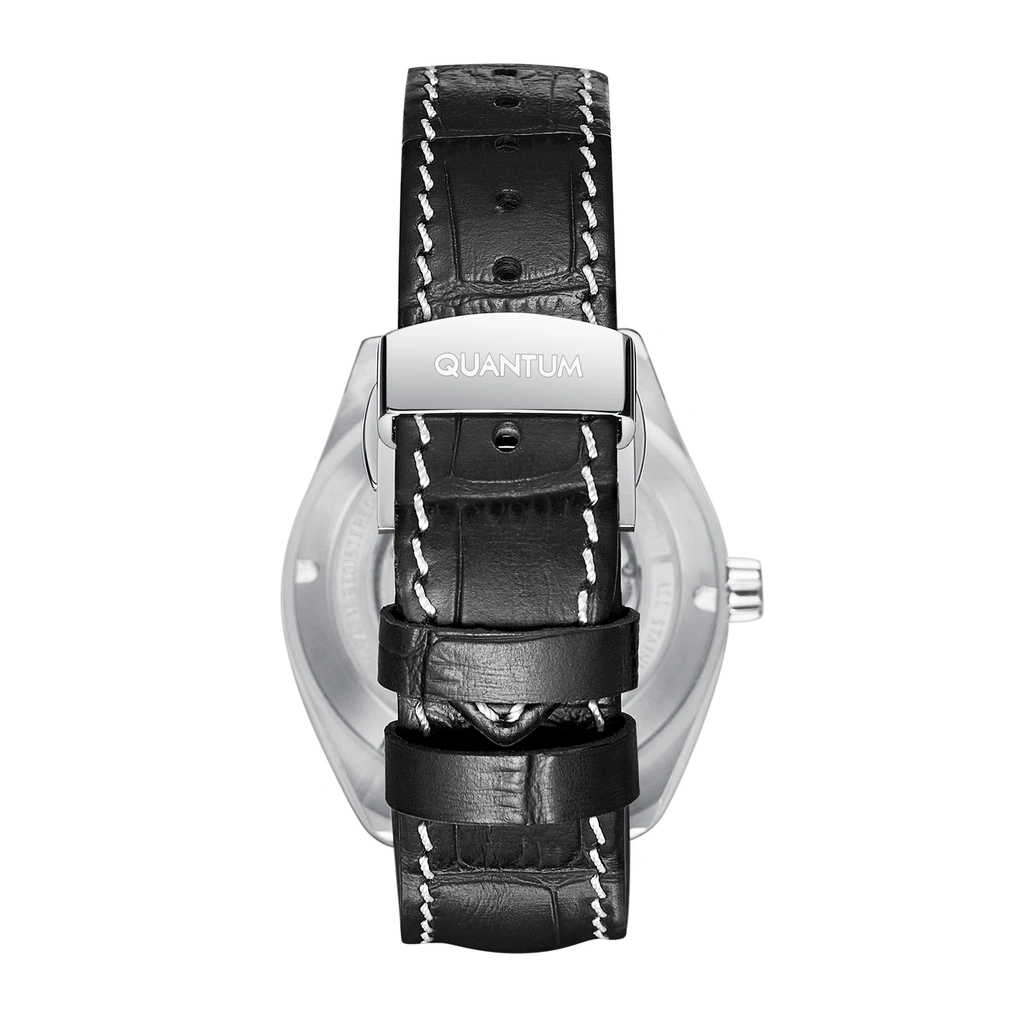 Quantum Automatic herr svart/stål, läderband - QMG1241.351