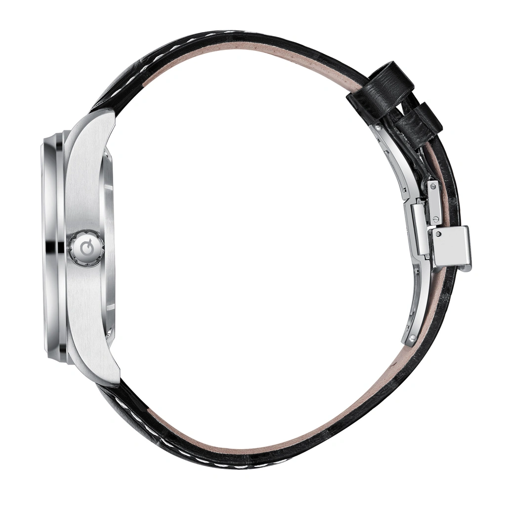 Quantum Automatic herr svart/stål, läderband - QMG1241.351