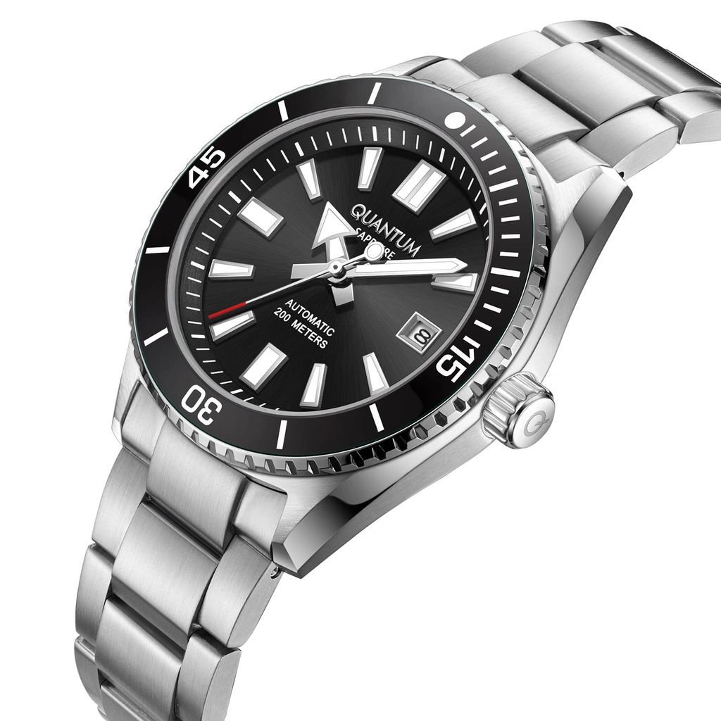 Quantum Automatic herr svart/stål, metallband - BAR1208.350
