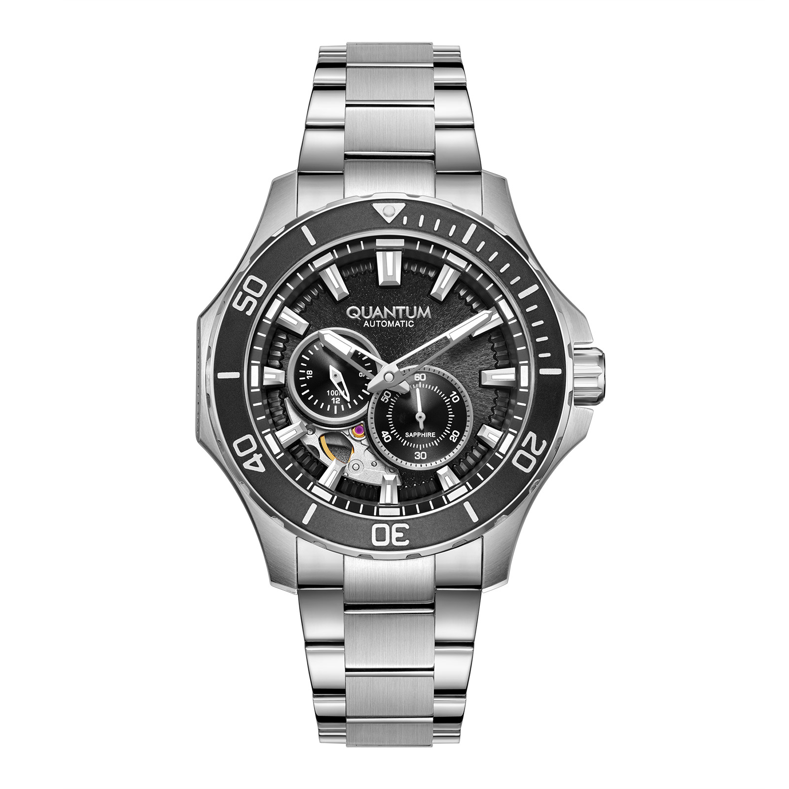 Quantum Automatic herr svart/stål, metallband - QMG1188.350