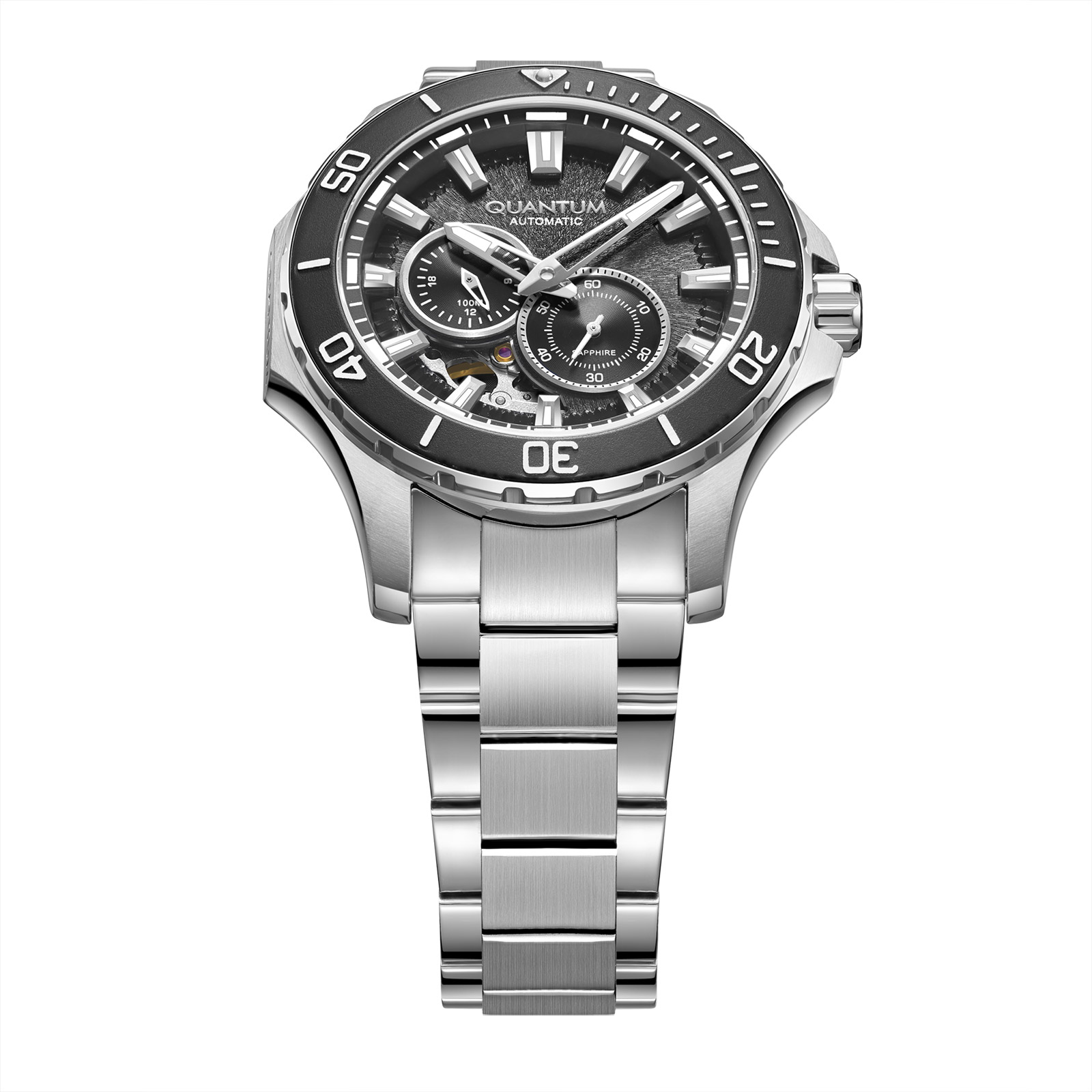 Quantum Automatic herr svart/stål, metallband - QMG1188.350