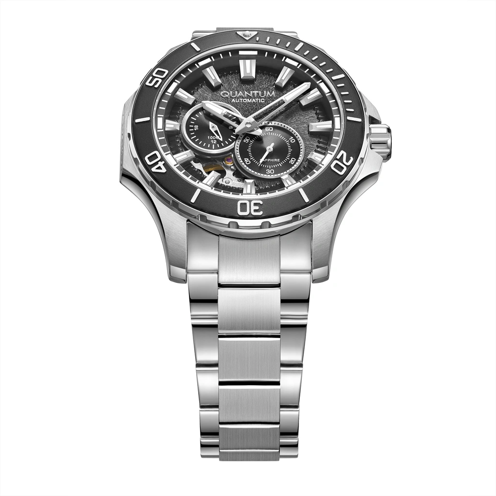 Quantum Automatic herr svart/stål, metallband - QMG1188.350