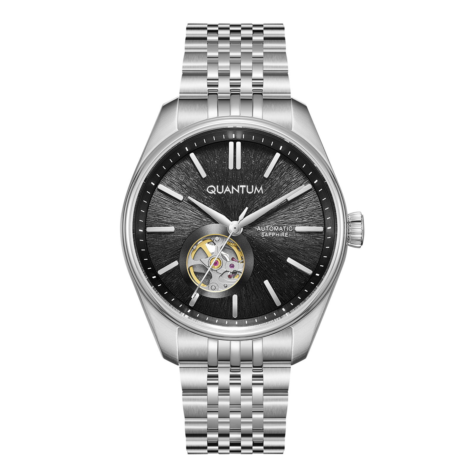 Quantum Automatic herr svart/stål, metallband - QMG1207.350