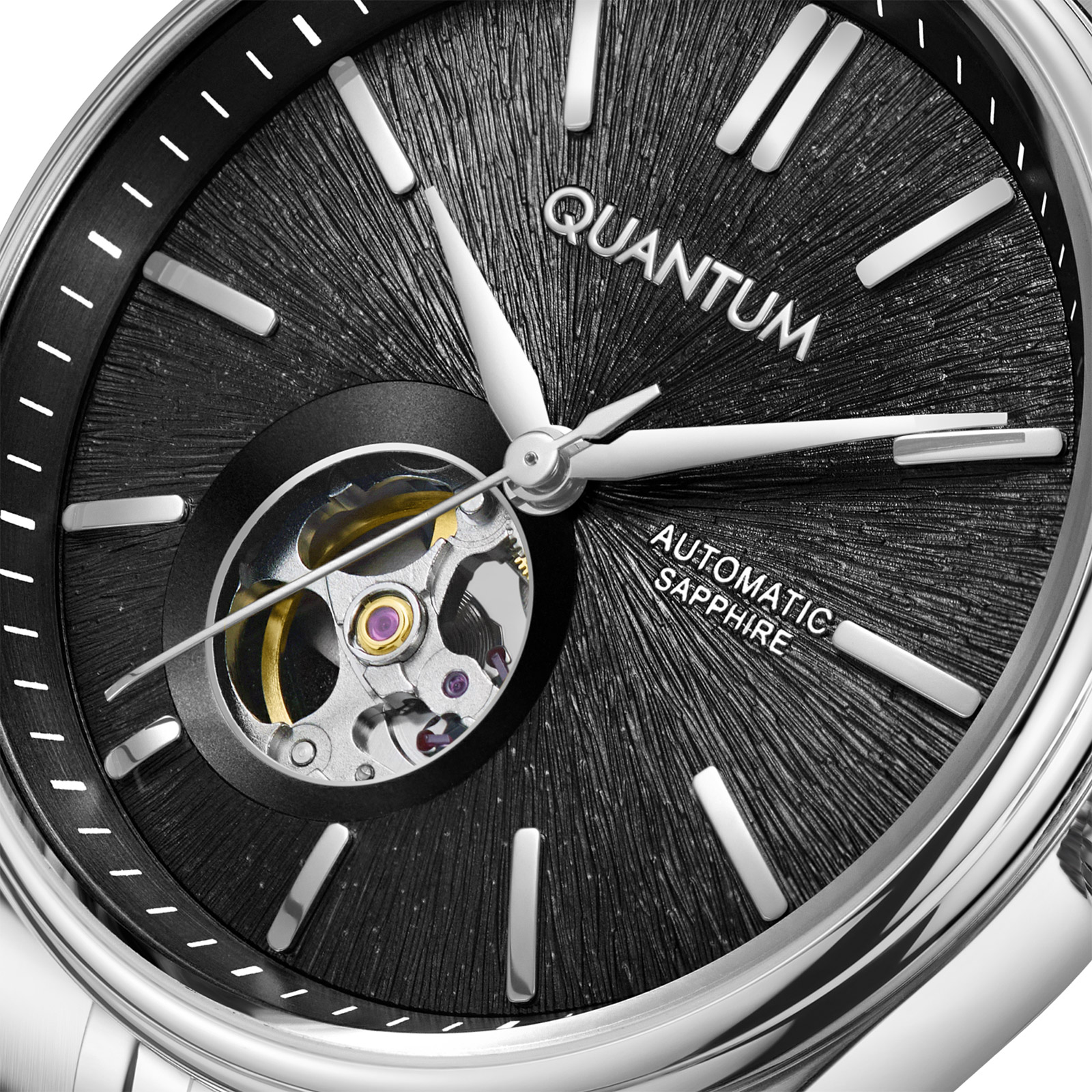 Quantum Automatic herr svart/stål, metallband - QMG1207.350