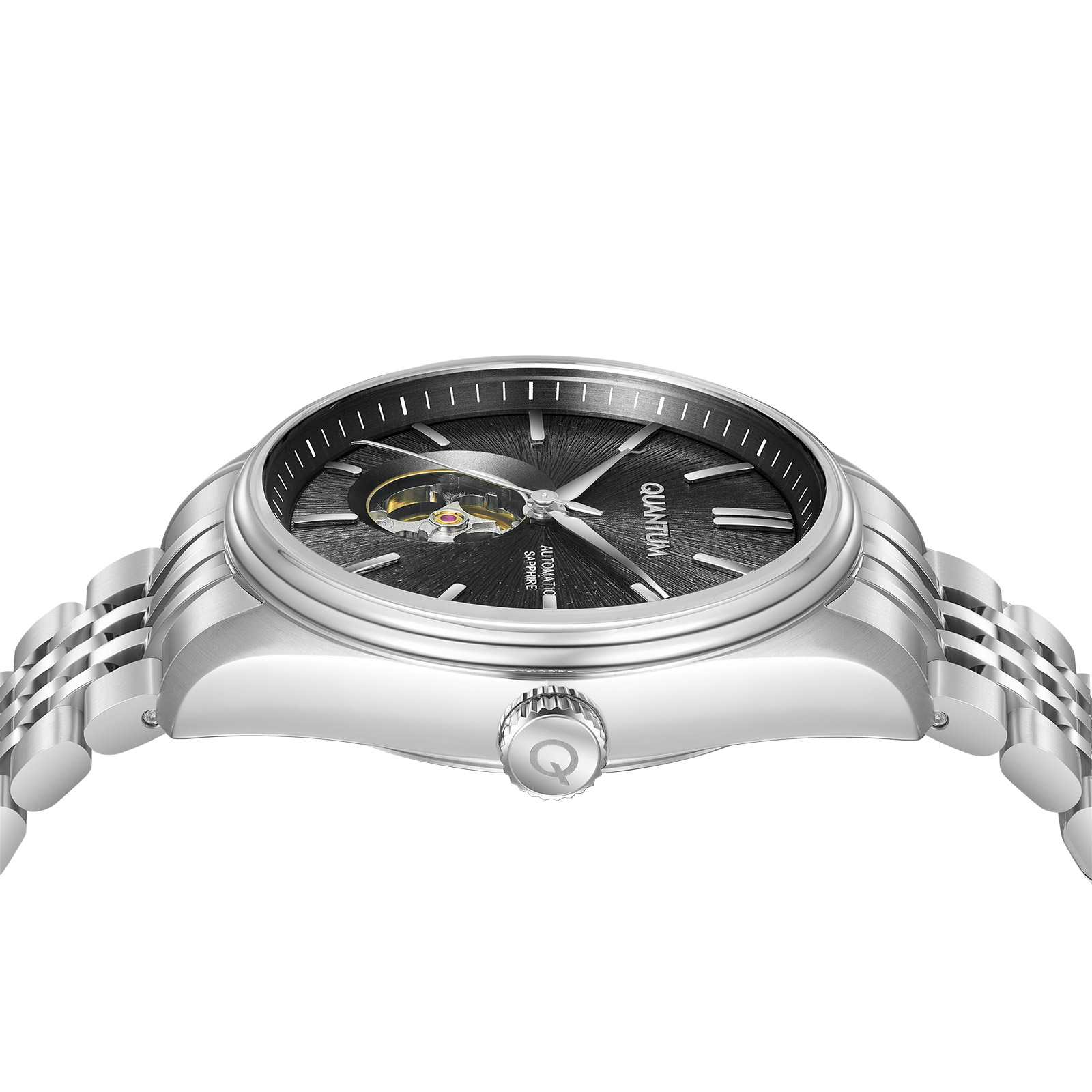 Quantum Automatic herr svart/stål, metallband - QMG1207.350